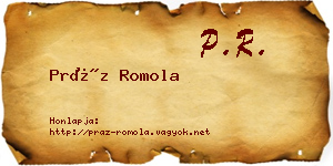 Práz Romola névjegykártya